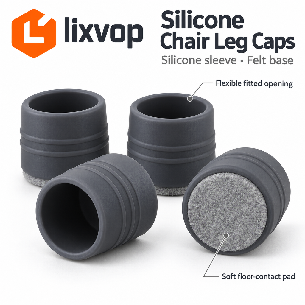 lixvop Round Furniture Leg Caps with Felt Pads — design overview