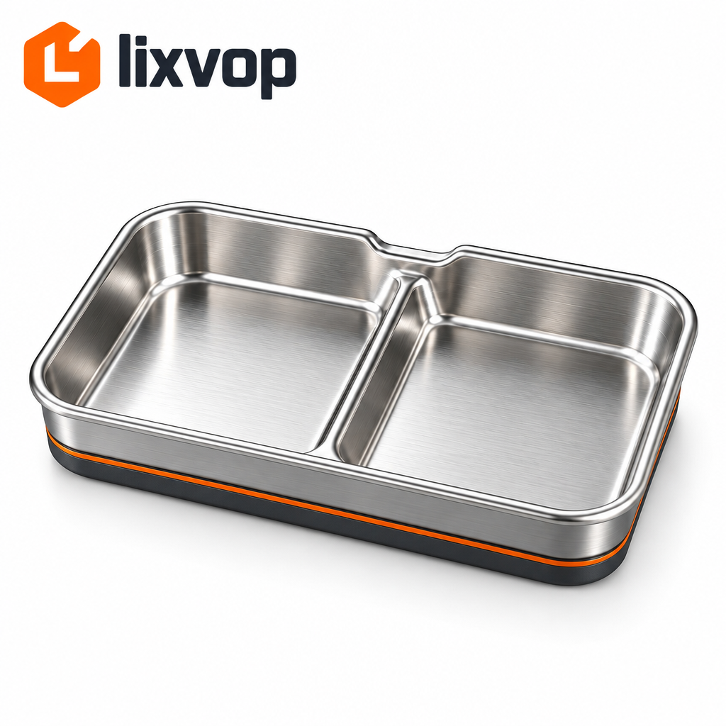 lixvop Stainless-Look Two-Compartment Utility Tray — product view