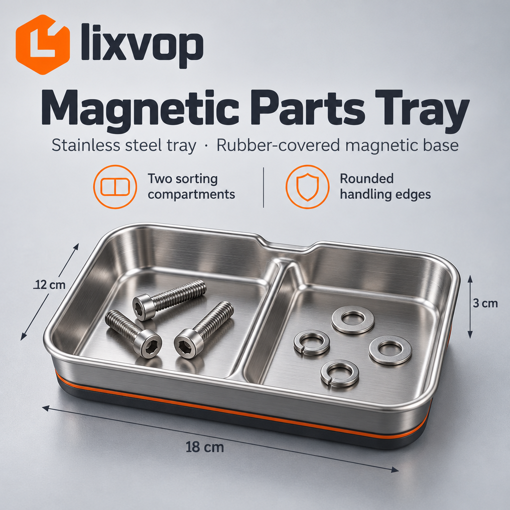 lixvop Stainless-Look Two-Compartment Utility Tray — design overview