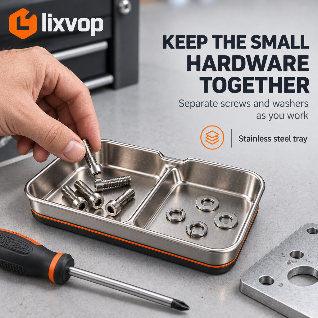 lixvop Stainless-Look Two-Compartment Utility Tray — everyday use