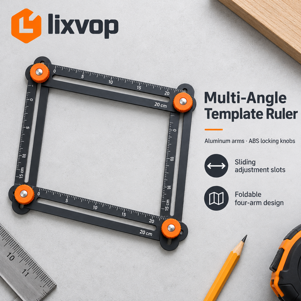 lixvop Four-Sided Adjustable Angle Measuring Ruler — design overview