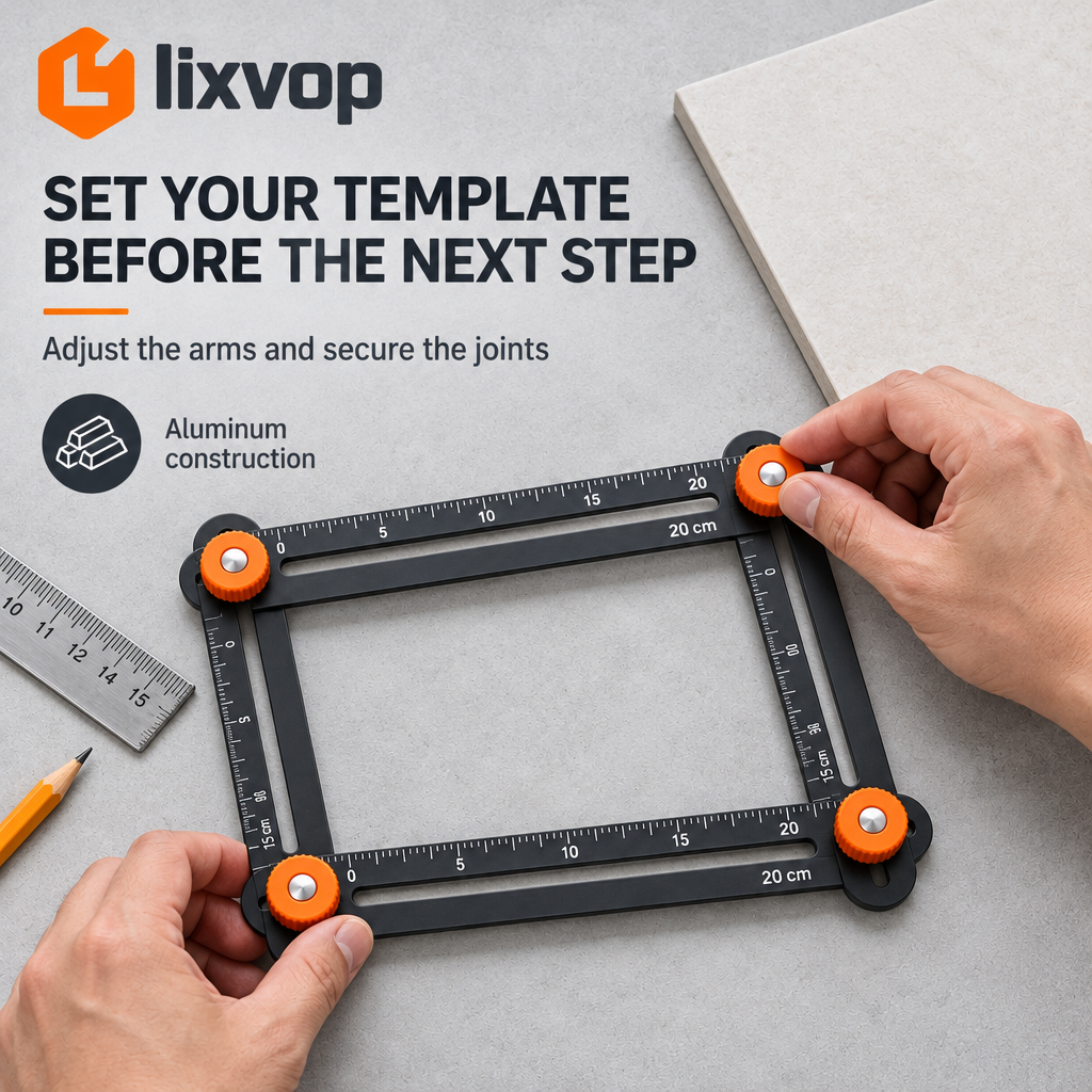 lixvop Four-Sided Adjustable Angle Measuring Ruler — everyday use