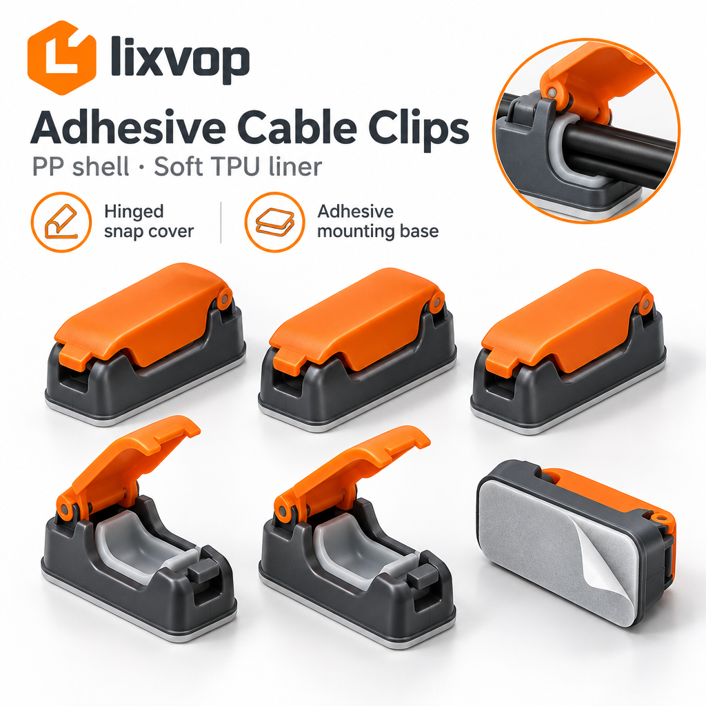 lixvop Hinged Adhesive Cable Organizer Clips — design overview