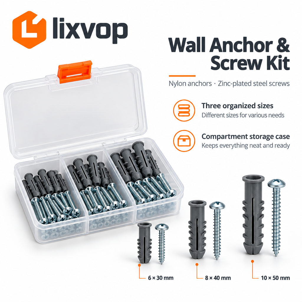 lixvop Assorted Screws and Wall Anchors Organizer Kit — design overview