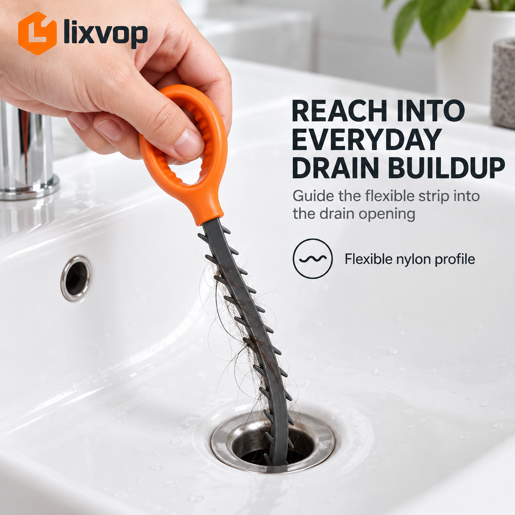 lixvop Flexible Barbed Drain Hair Removal Tool — everyday use