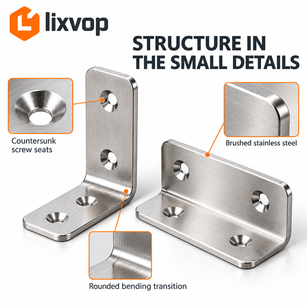 lixvop Metal L-Brackets with Matching Screws — close-up details