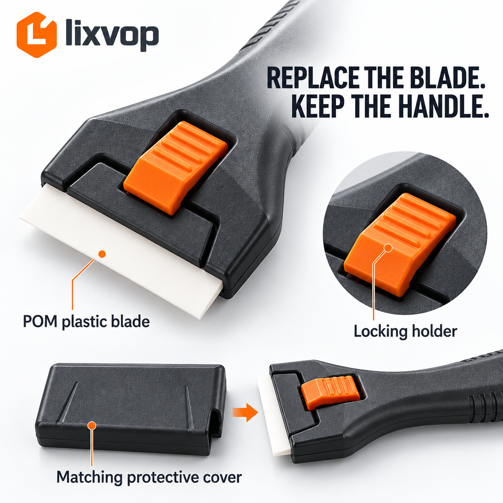 lixvop Handheld Scraper with Replacement Blades — close-up details