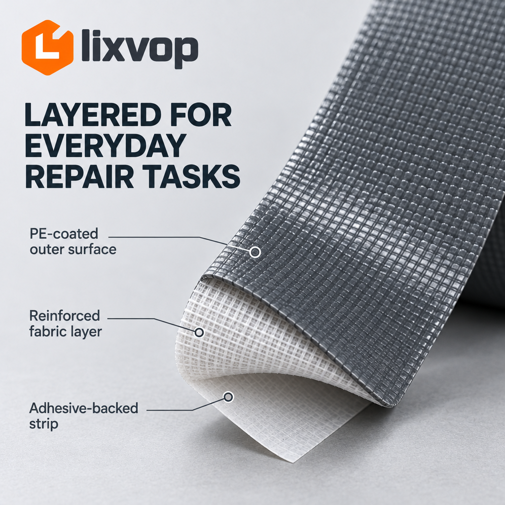 lixvop Heavy-Duty Gray Repair Tape Roll — close-up details